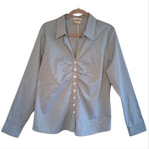 Van Heusen Plaid Checkered Gingham Blue White Button Down Shirt Size XL